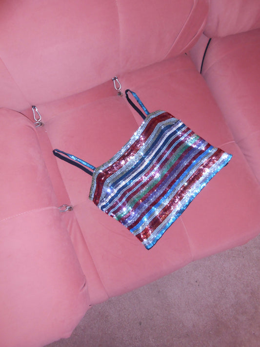 ARMANI	1990S SEQUIN STRIPED TANK