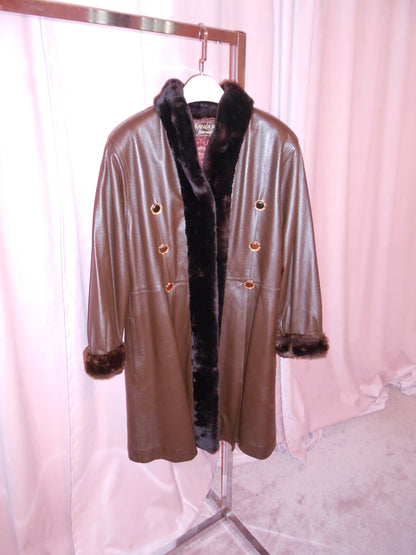 YVES SAINT LAURENT 1990S FUR AND LEATHER COAT