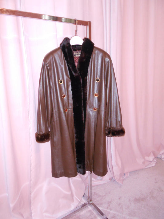 YVES SAINT LAURENT 1990S FUR AND LEATHER COAT