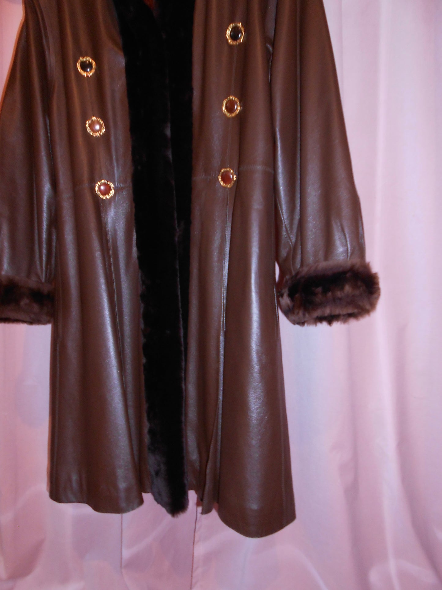 YVES SAINT LAURENT 1990S FUR AND LEATHER COAT