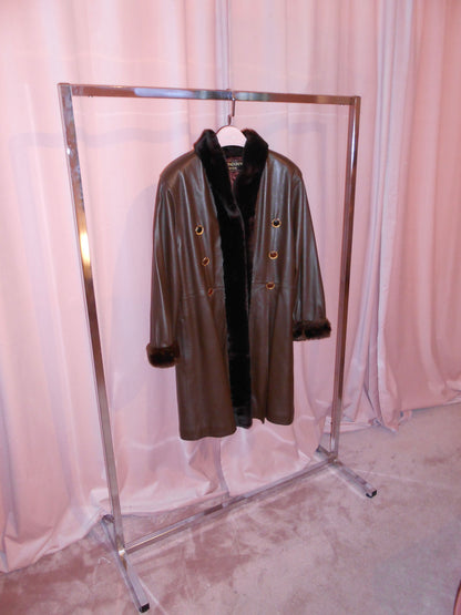 YVES SAINT LAURENT 1990S FUR AND LEATHER COAT