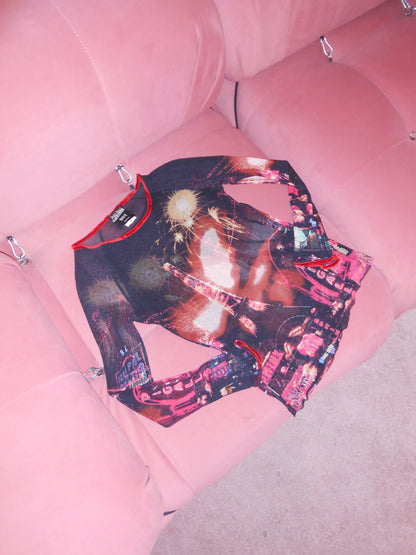 JEAN PAUL GAULTIER	FW 2000 PARIS PRINT MESH TOP