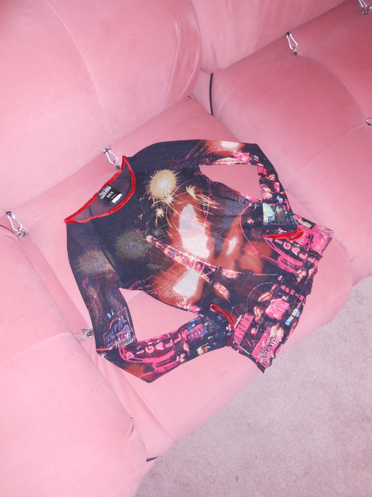 JEAN PAUL GAULTIER	FW 2000 PARIS PRINT MESH TOP