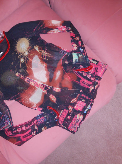 JEAN PAUL GAULTIER	FW 2000 PARIS PRINT MESH TOP