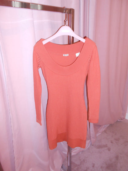 ALAÏA FW 1990 SCOOP NECK RIBBED LONG SLEEVE MINI DRESS