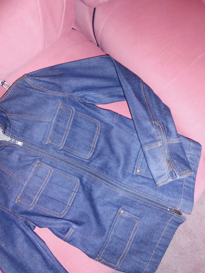 YVES SAINT LAURENT BY TOM FORD EARLY 2000S DENIM STRUCTURED JACKET