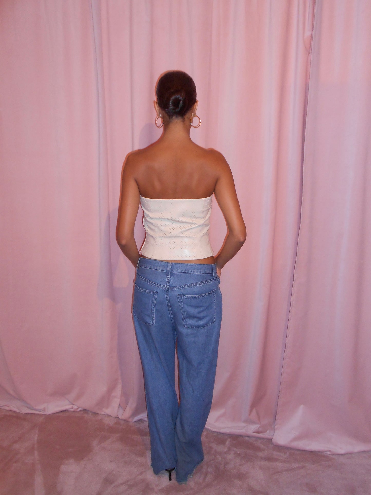 GIVENCHY VISION 1990S FAUX LEATHER BUSTIER TOP