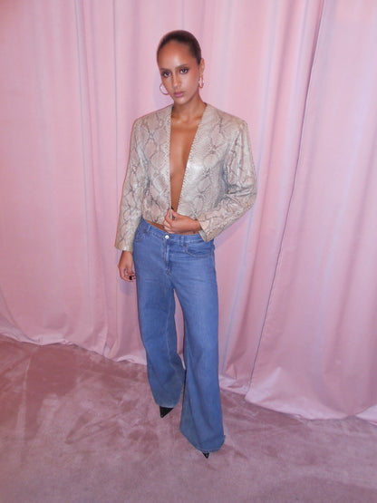 YVES SAINT LAURENT 1990S PYTHON CROPPED JACKET