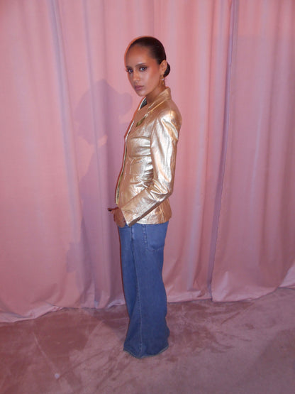 THIERRY MUGLER 1990S GOLD LEATHER JACKET