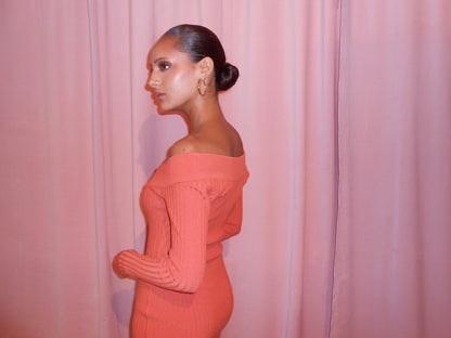 ALAÏA FW 1990 SCOOP NECK RIBBED LONG SLEEVE MINI DRESS