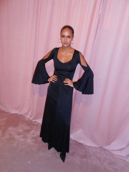 LORIS AZZARO 1970S BELL SLEEVE DRESS