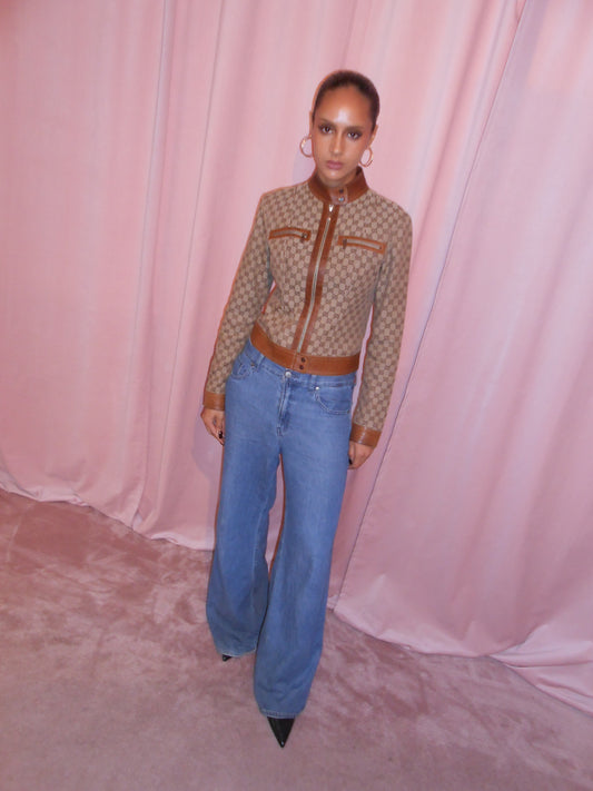 GUCCI BY TOM FORD SS 2000 MONOGRAM MOTO JACKET