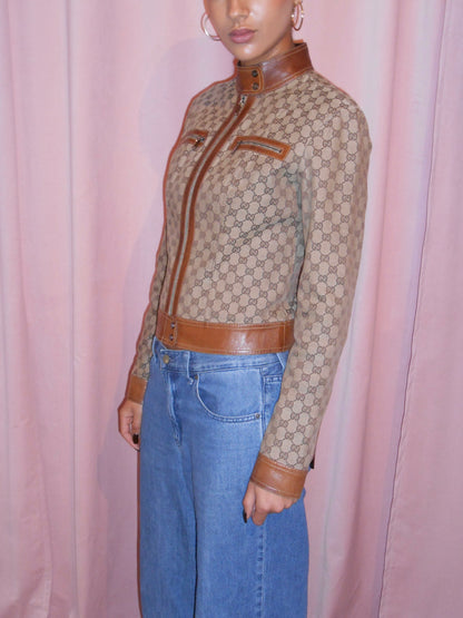 GUCCI BY TOM FORD SS 2000 MONOGRAM MOTO JACKET