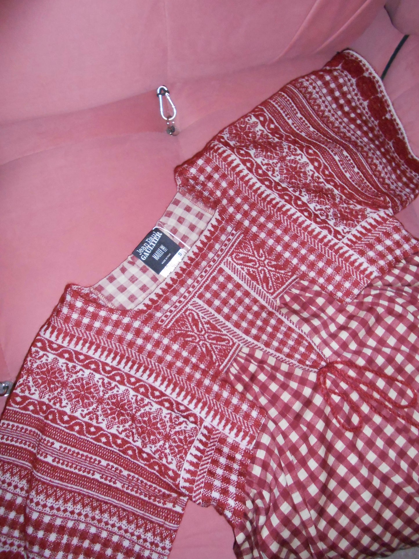 JEAN PAUL GAULTIER	1990S WOOL PLAID TUNIC DRESS RED