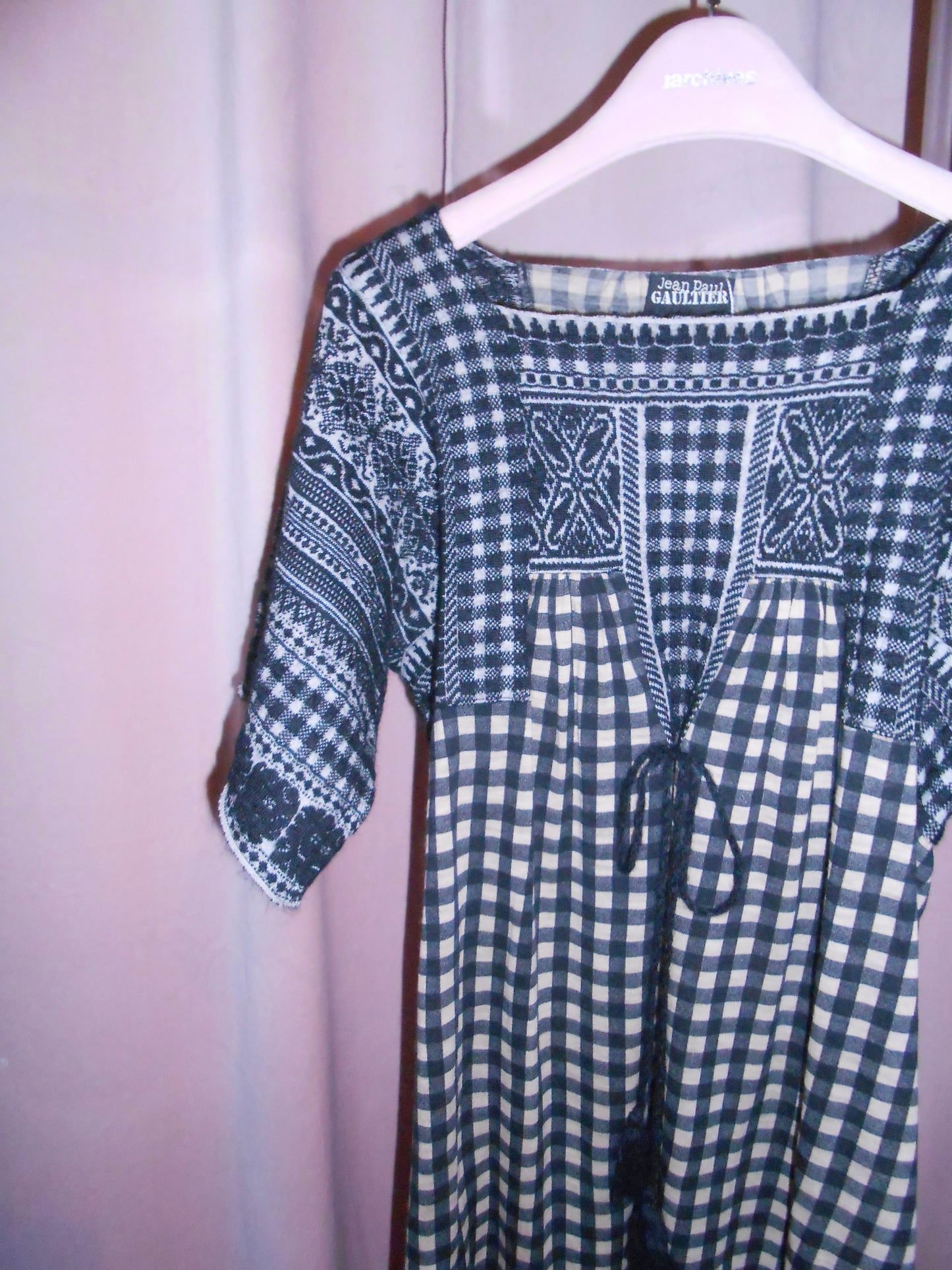 JEAN PAUL GAULTIER	1990S WOOL PLAID TUNIC DRESS BLACK