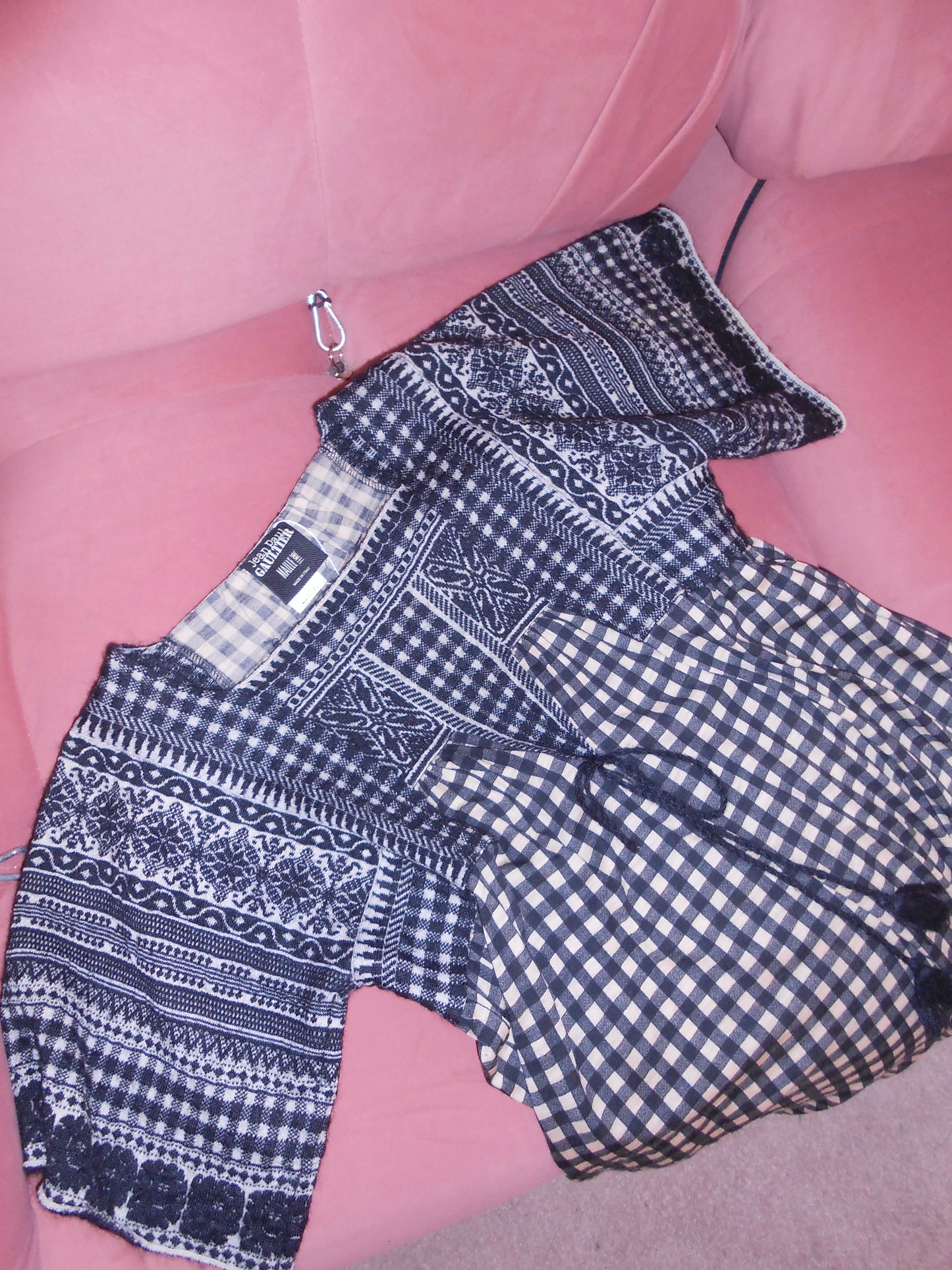 JEAN PAUL GAULTIER	1990S WOOL PLAID TUNIC DRESS BLACK