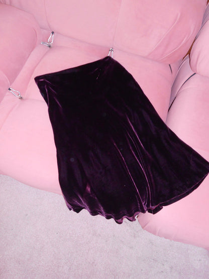 RALPH LAUREN EARLY 2000S VELVET SKIRT BURGUNDY