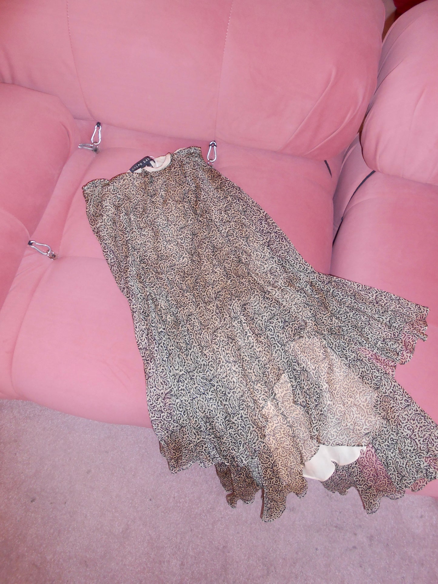 RALPH LAUREN EARLY 2000S SILK PRINTED SKIRT