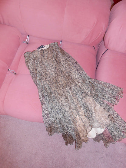 RALPH LAUREN EARLY 2000S SILK PRINTED SKIRT