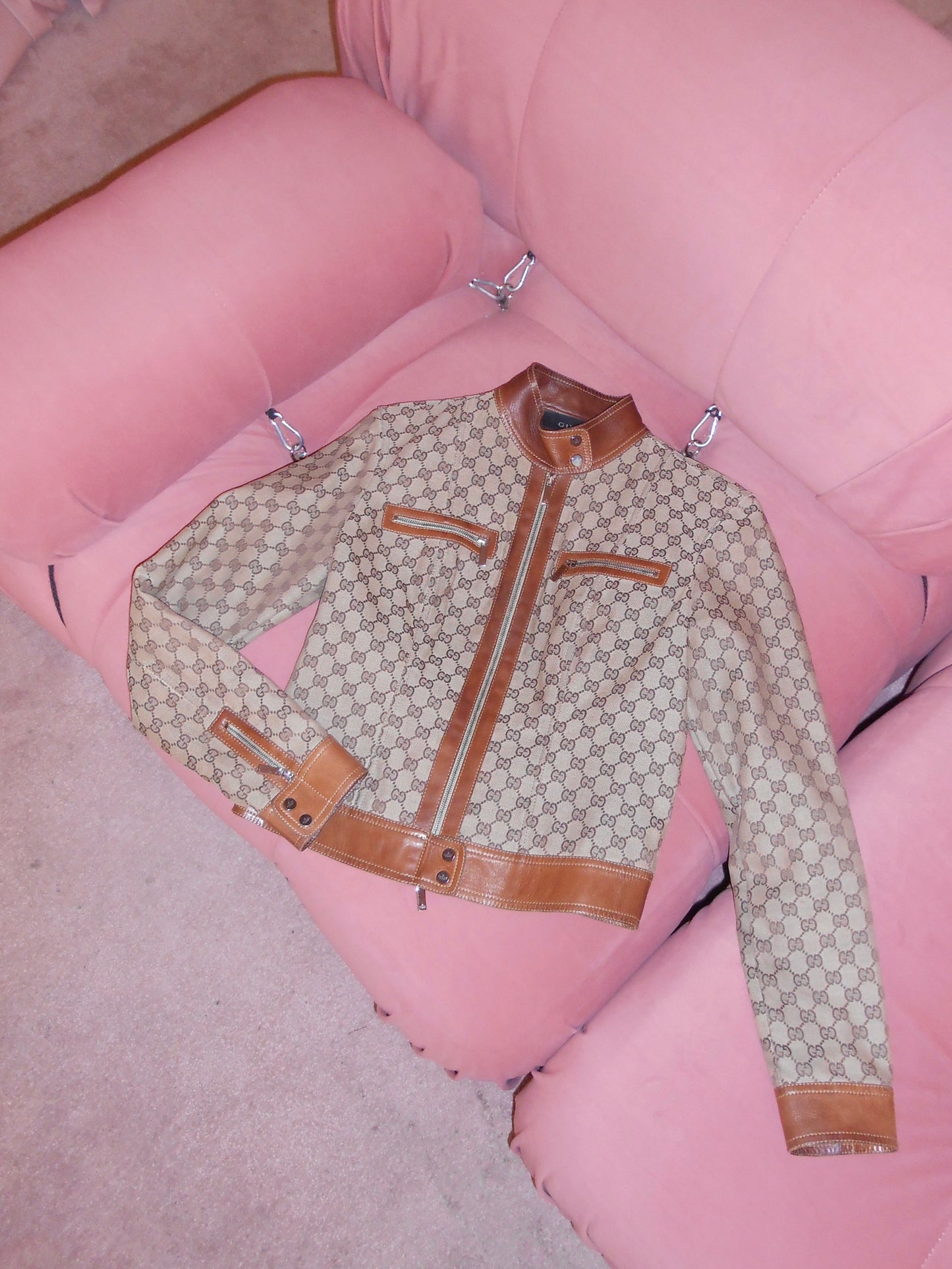 GUCCI BY TOM FORD SS 2000 MONOGRAM MOTO JACKET