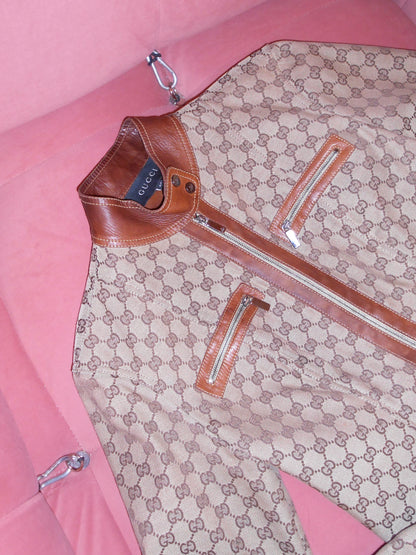 GUCCI BY TOM FORD SS 2000 MONOGRAM MOTO JACKET