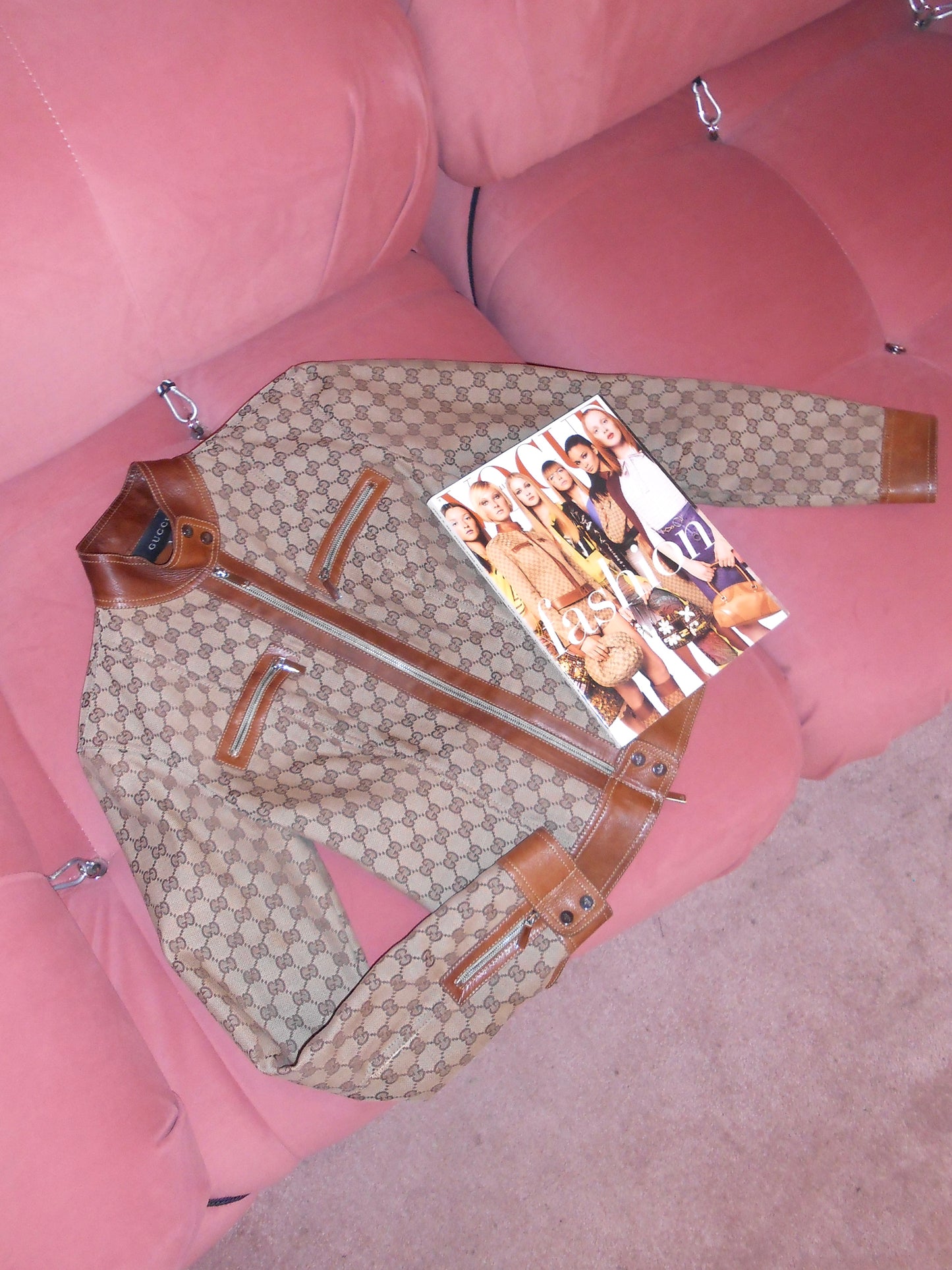 GUCCI BY TOM FORD SS 2000 MONOGRAM MOTO JACKET