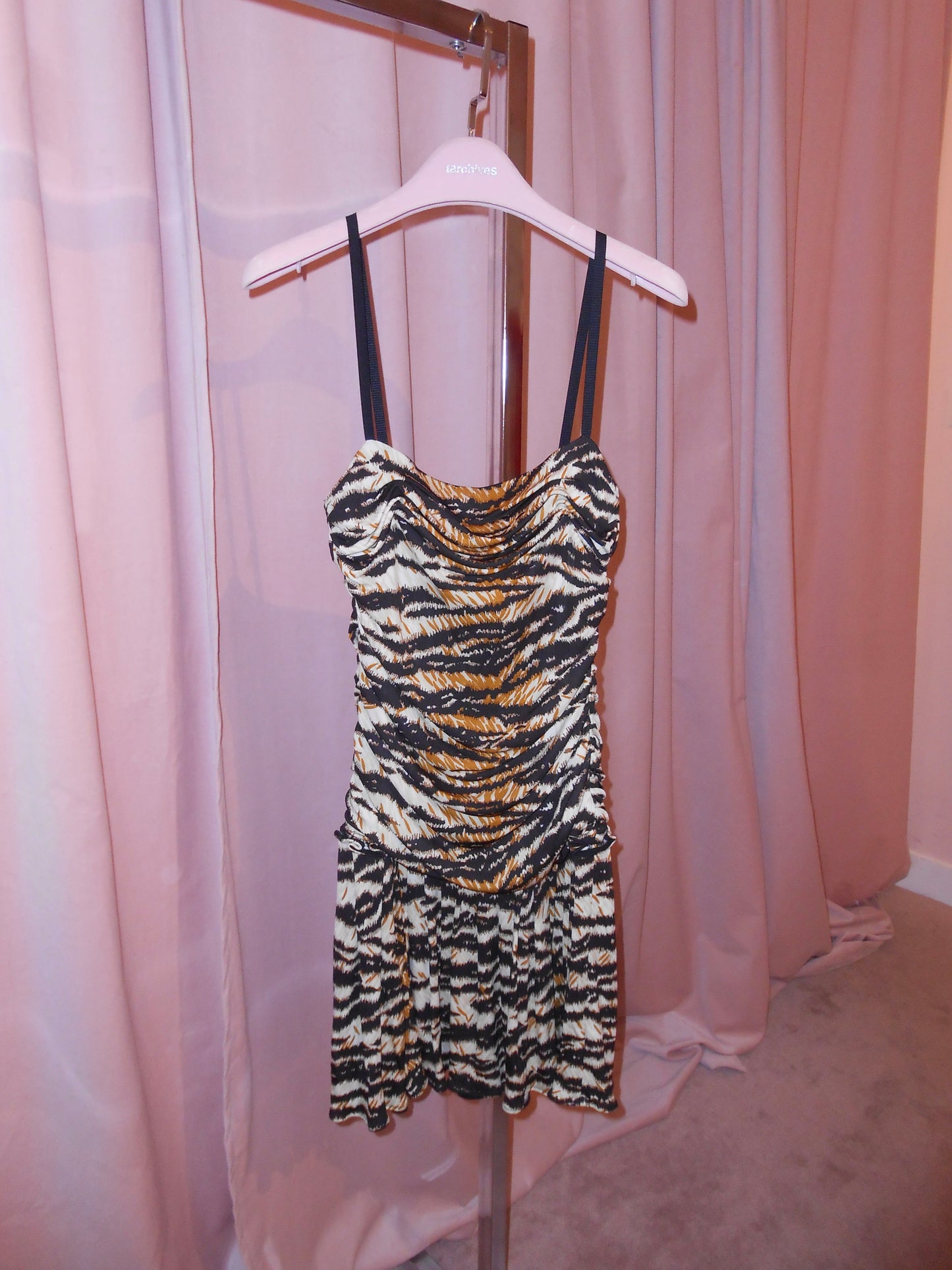 DOLCE & GABBANA EARLY 2000S TIGER PRINT DROP WAIST DRESS