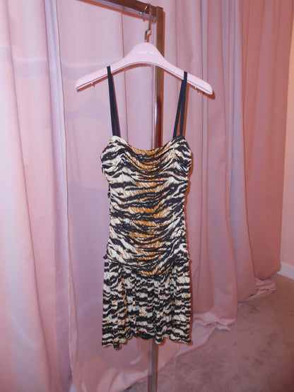 DOLCE & GABBANA EARLY 2000S TIGER PRINT DROP WAIST DRESS