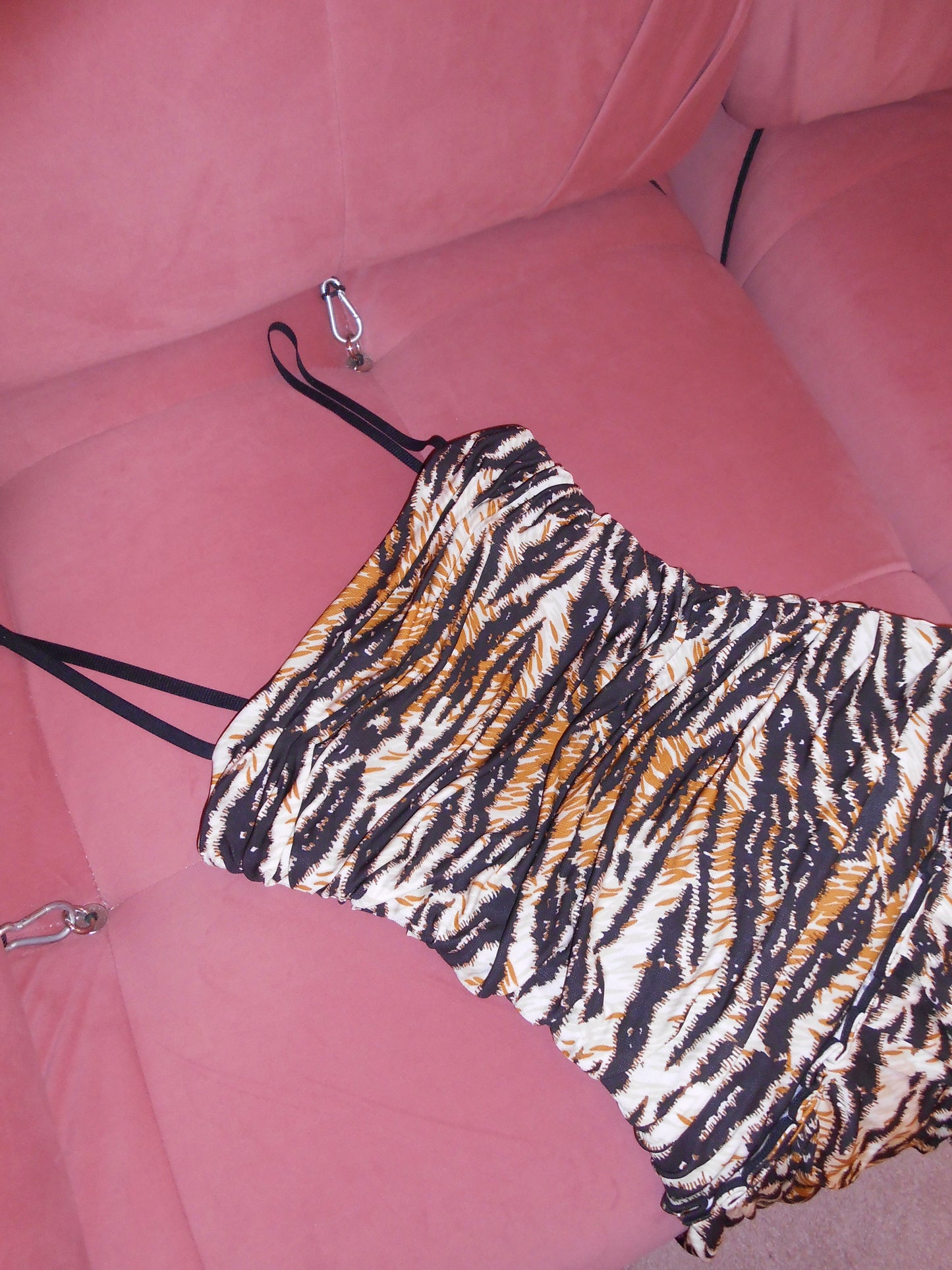 DOLCE & GABBANA EARLY 2000S TIGER PRINT DROP WAIST DRESS