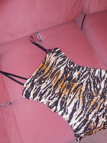 DOLCE & GABBANA EARLY 2000S TIGER PRINT DROP WAIST DRESS