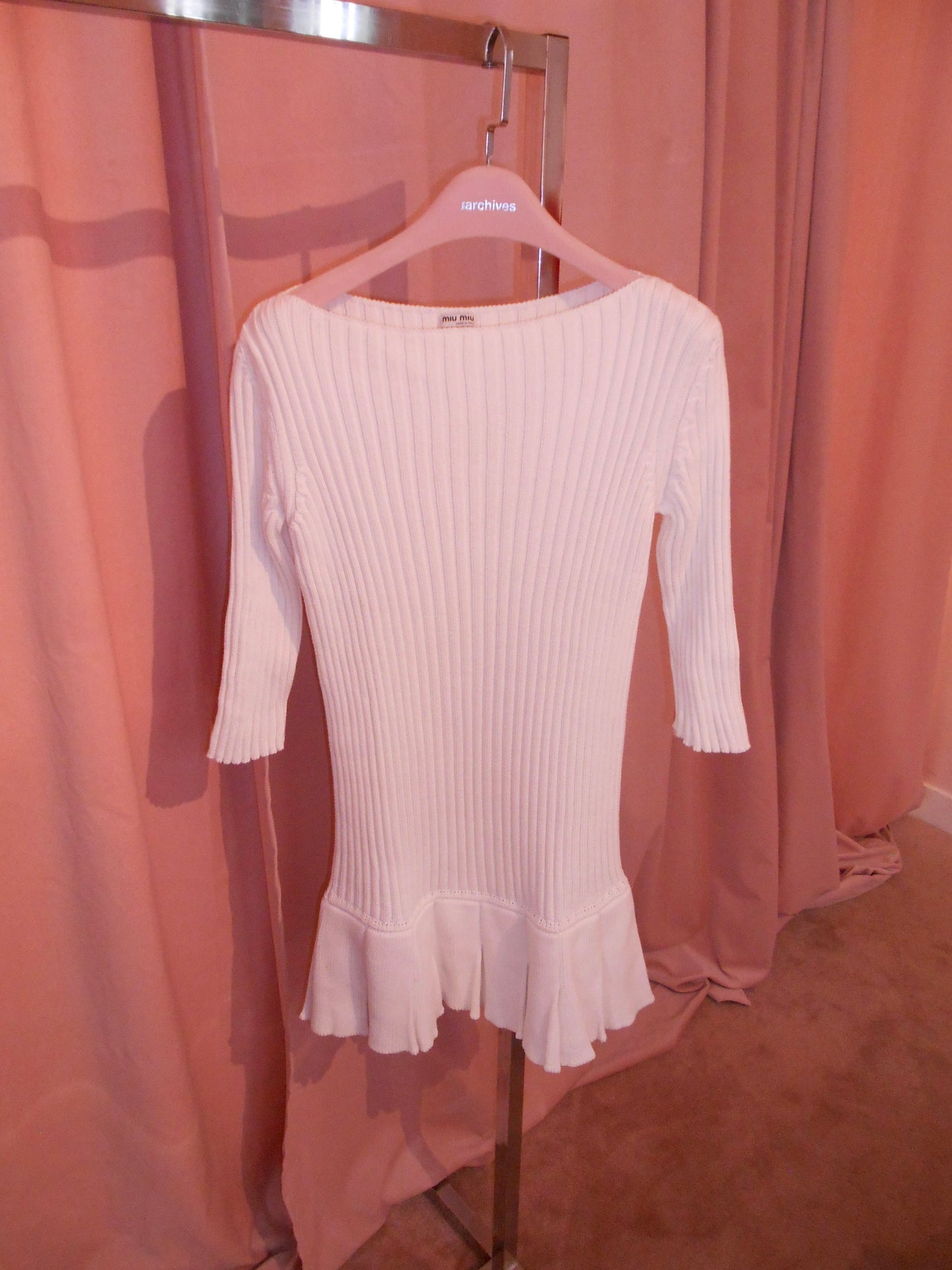 MIU MIU	EARLY 2000S KNIT RIBBED DROP WAIST DRESS