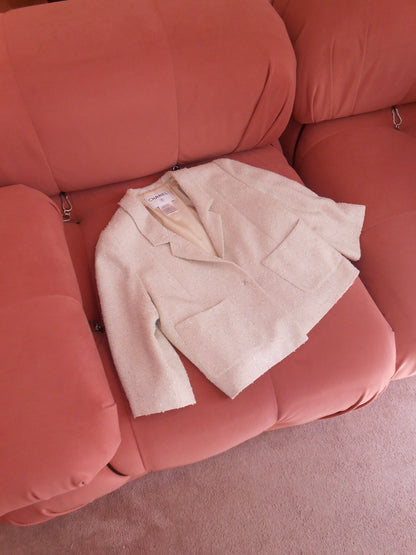 CHANEL BY KARL LAGERFELD SS 1999 CROPPED JACKET IVORY AND SILVER JACKET