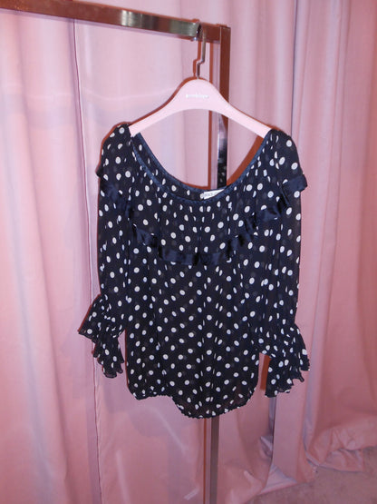 DOLCE & GABBANA EARLY 2000S  SILK POLKA DOT BLOUSE