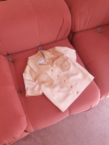 CHANEL BY KARL LAGERFELD CRUISE 2001 SILK SHORT SLEEVE TOP