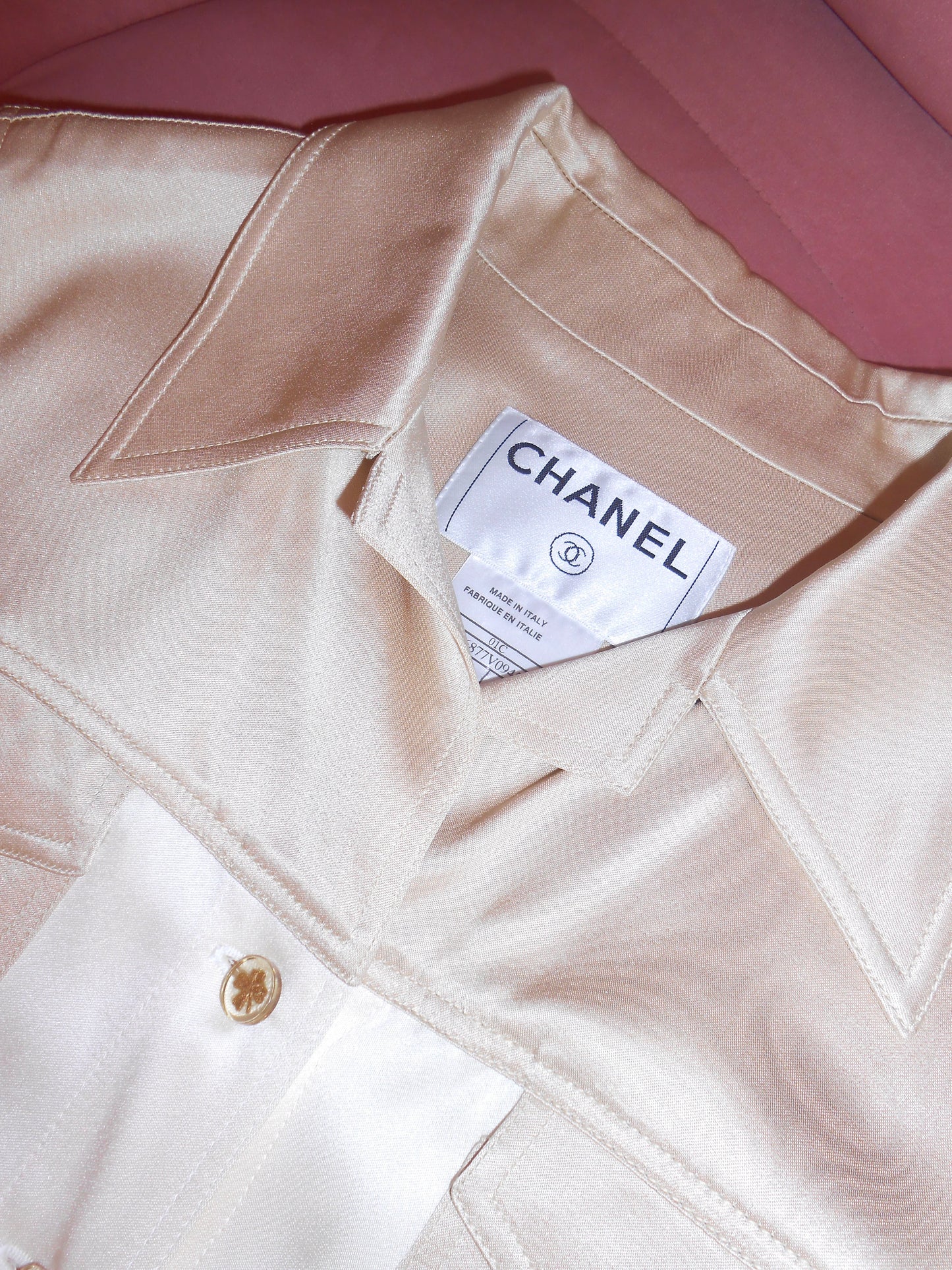 CHANEL BY KARL LAGERFELD CRUISE 2001 SILK SHORT SLEEVE TOP