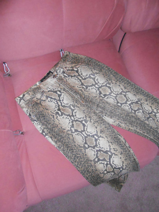 ROBERTO CAVALLI EARLY 2000S SNAKE PRINT JEANS
