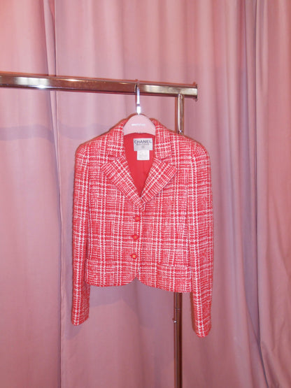 CHANEL BY KARL LAGERFELD SS 1997 TWEED CHECK JACKET