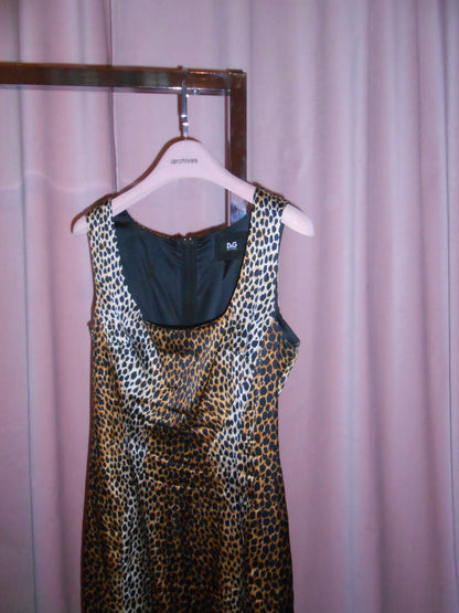 DOLCE & GABBANA EARLY 2000S LEOPARD SILK MINI DRESS