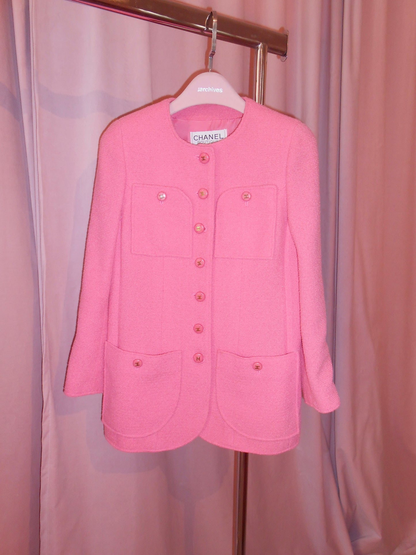 CHANEL BY KARL LAGERFELD SS 1995 PINK JACKET WITH LOGO BUTTONS