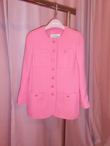 CHANEL BY KARL LAGERFELD SS 1995 PINK JACKET WITH LOGO BUTTONS