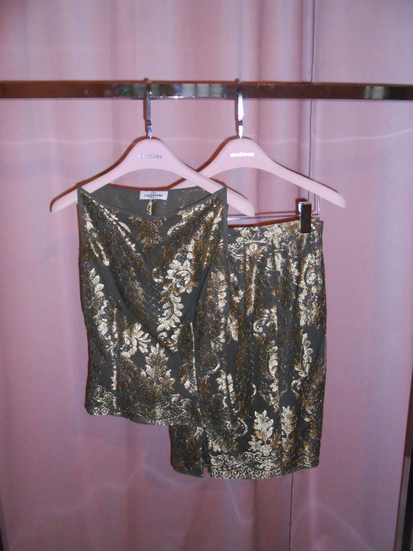 VALENTINO 1990S LACE TOP AND SKIRT SET