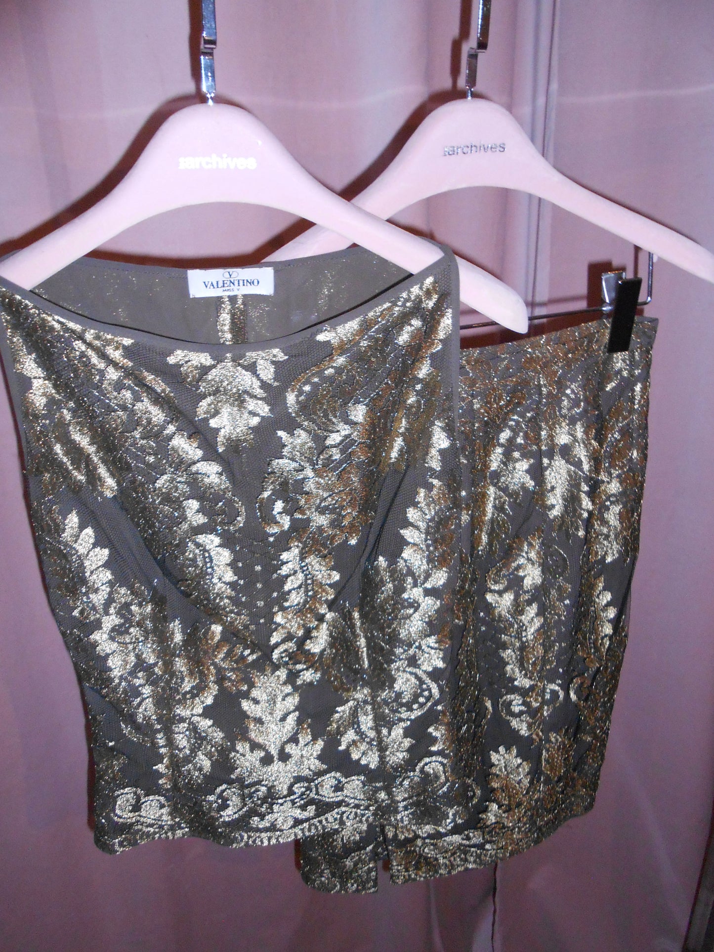 VALENTINO 1990S LACE TOP AND SKIRT SET