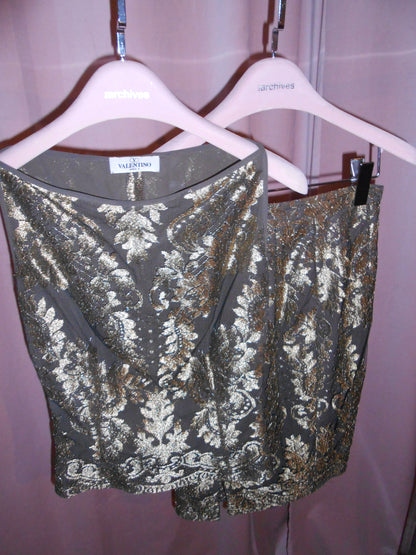 VALENTINO 1990S LACE TOP AND SKIRT SET