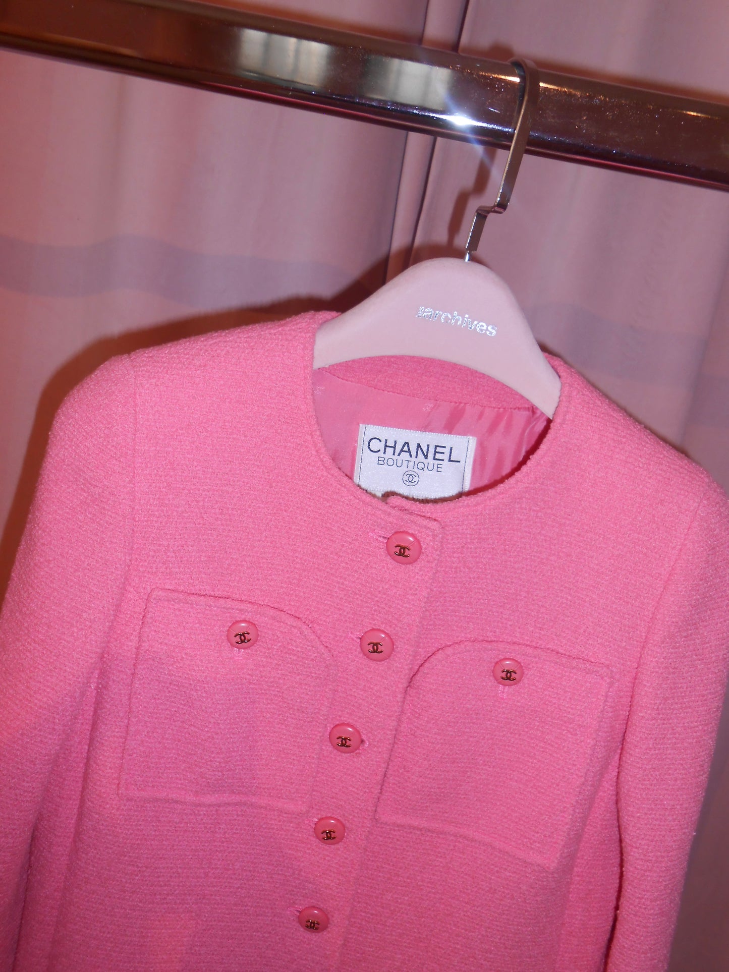 CHANEL BY KARL LAGERFELD SS 1995 PINK JACKET WITH LOGO BUTTONS