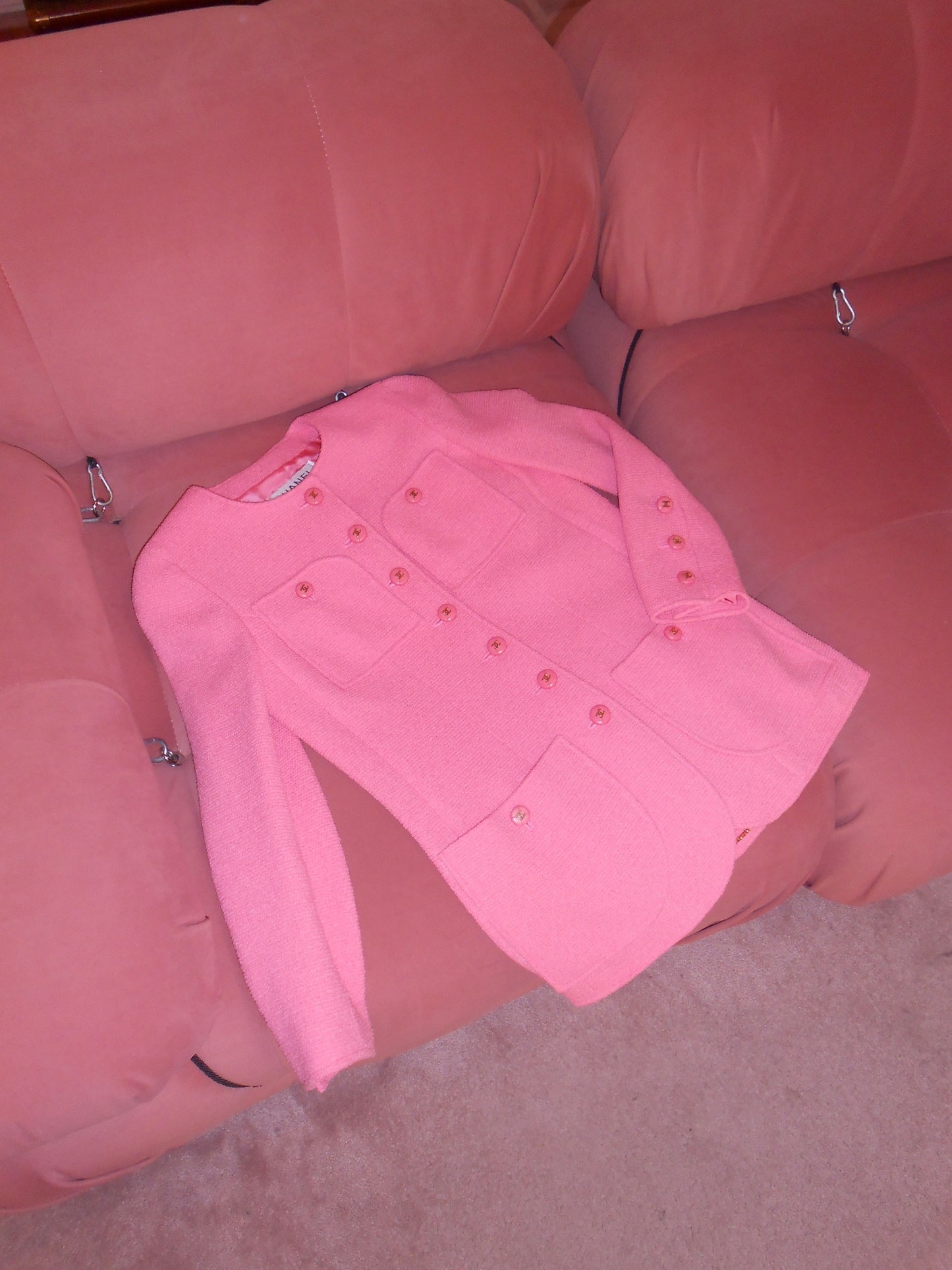 CHANEL BY KARL LAGERFELD SS 1995 PINK JACKET WITH LOGO BUTTONS