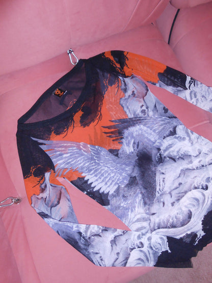 JEAN PAUL GAULTIER 1990S EAGLE PRINT MESH TOP