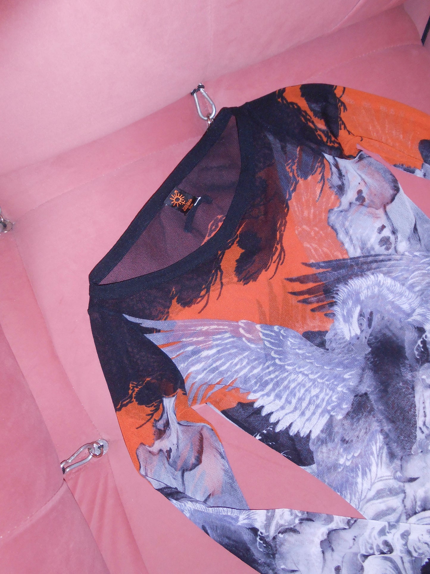 JEAN PAUL GAULTIER 1990S EAGLE PRINT MESH TOP