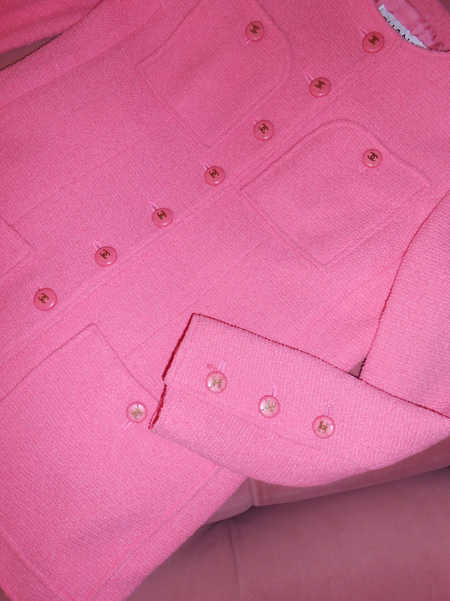 CHANEL BY KARL LAGERFELD SS 1995 PINK JACKET WITH LOGO BUTTONS