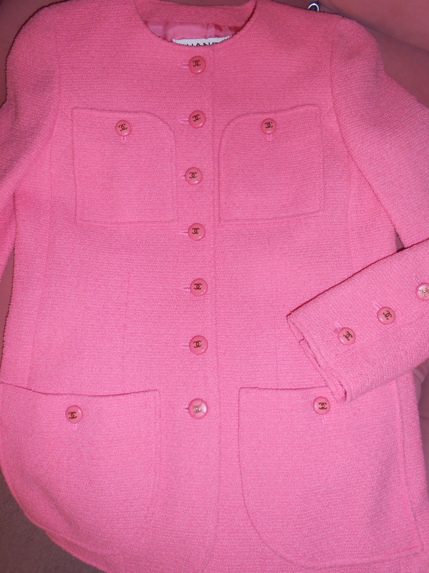 CHANEL BY KARL LAGERFELD SS 1995 PINK JACKET WITH LOGO BUTTONS