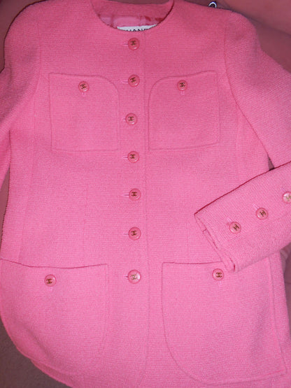 CHANEL BY KARL LAGERFELD SS 1995 PINK JACKET WITH LOGO BUTTONS
